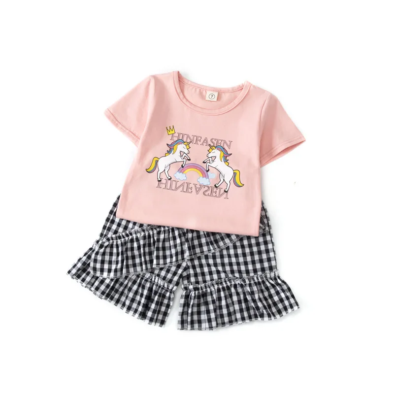 

New summer girls' set cartoon short sleeve T-shirt shorts 2-piece clothes kids clothing toddler girl fall clothes 2020 Princess