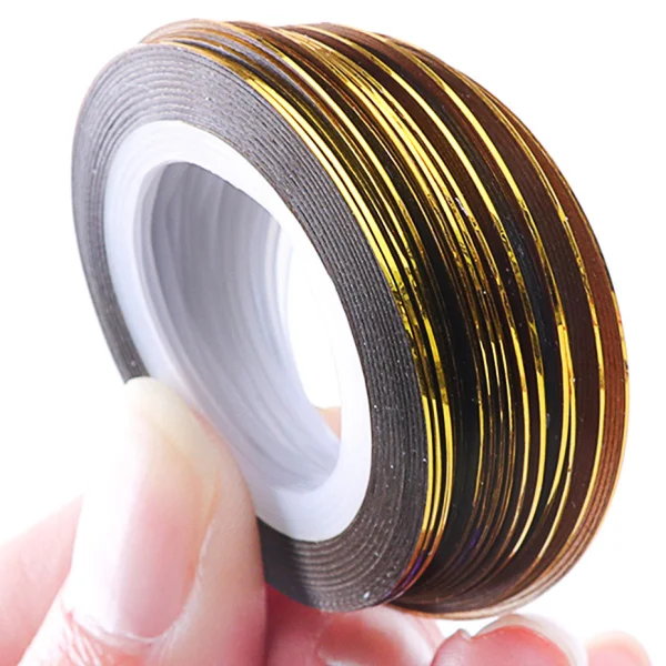 1x Gold 0.5mm Gold Silver Striping Tape Line Stickers For Nails Curve Shining Laser Stripe Line Nail Art Decoration Gel Acrylic CH1009-1 - Цвет: 1x Gold