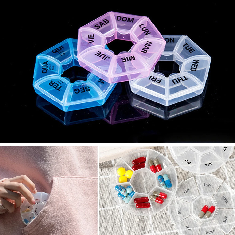 Пластиковые таблетки капсулы 7 слотов круглые повседневные еженедельные дней