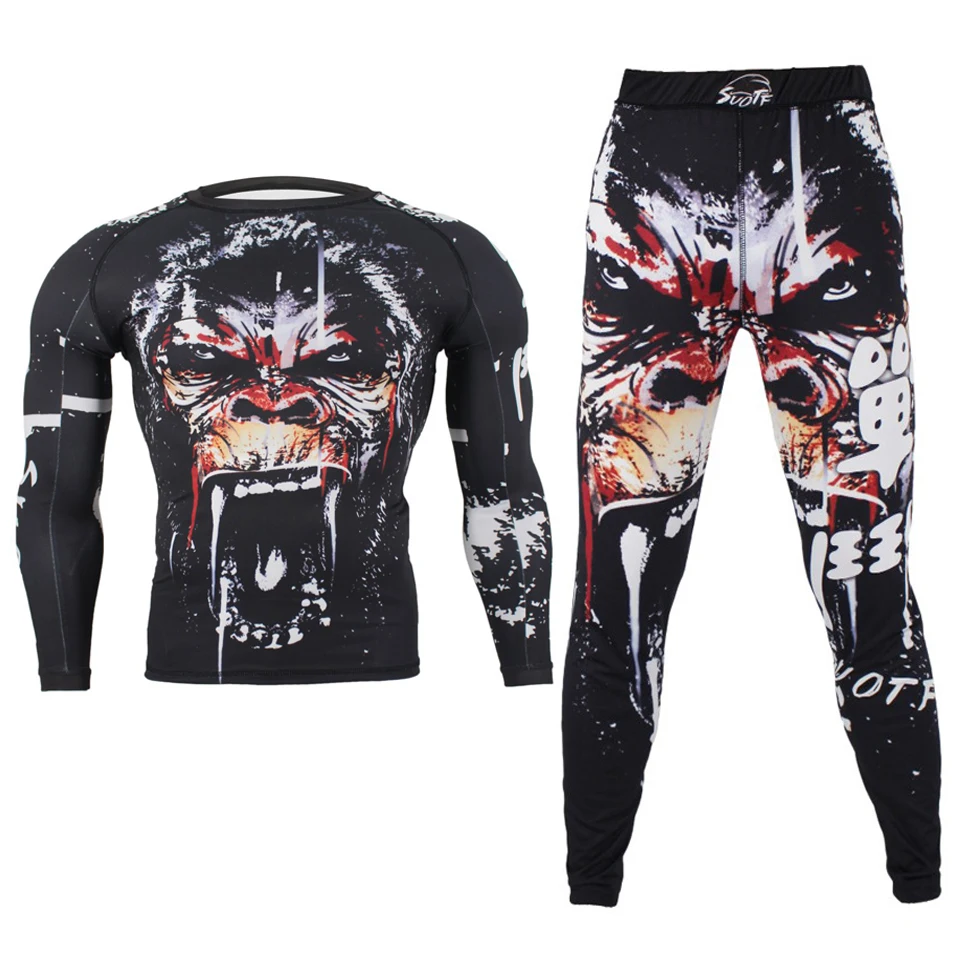 Jiu jitsu (джиу джицу) Рашгард для мужской спортивной компрессионной одежды Муай Тай