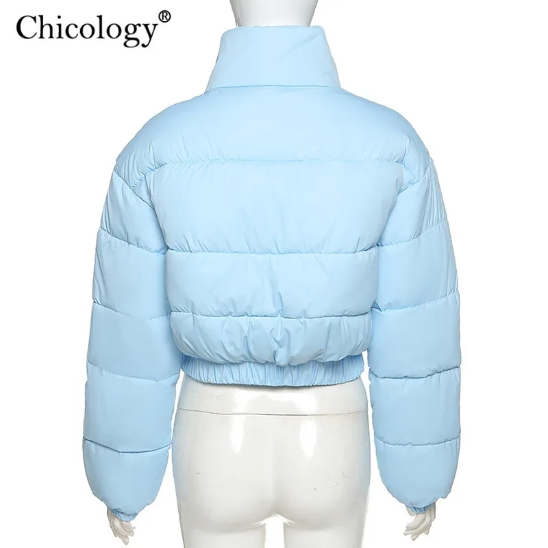 

Chicology Bubble Crop Top Coat Pad Parka Women Autumn Winter Warm Jacket Long Sleeve Zip Up Thick Puffer 2020 Fashion Clothes
