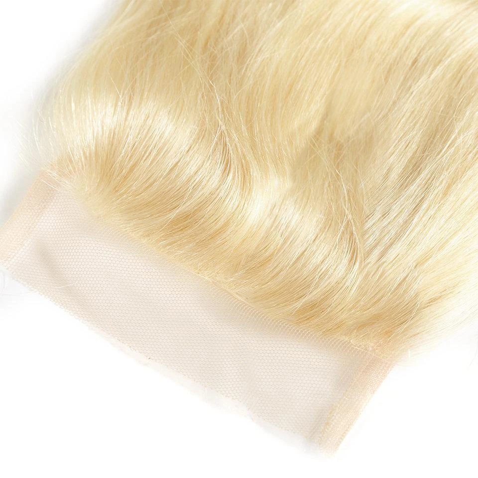 

613 Blonde 4x4 Domestic Lace Closure Brazilian Raw Virgin One-Donor Human Hair Straight 5x5 Lace Frontal Free Part Pre Plucked