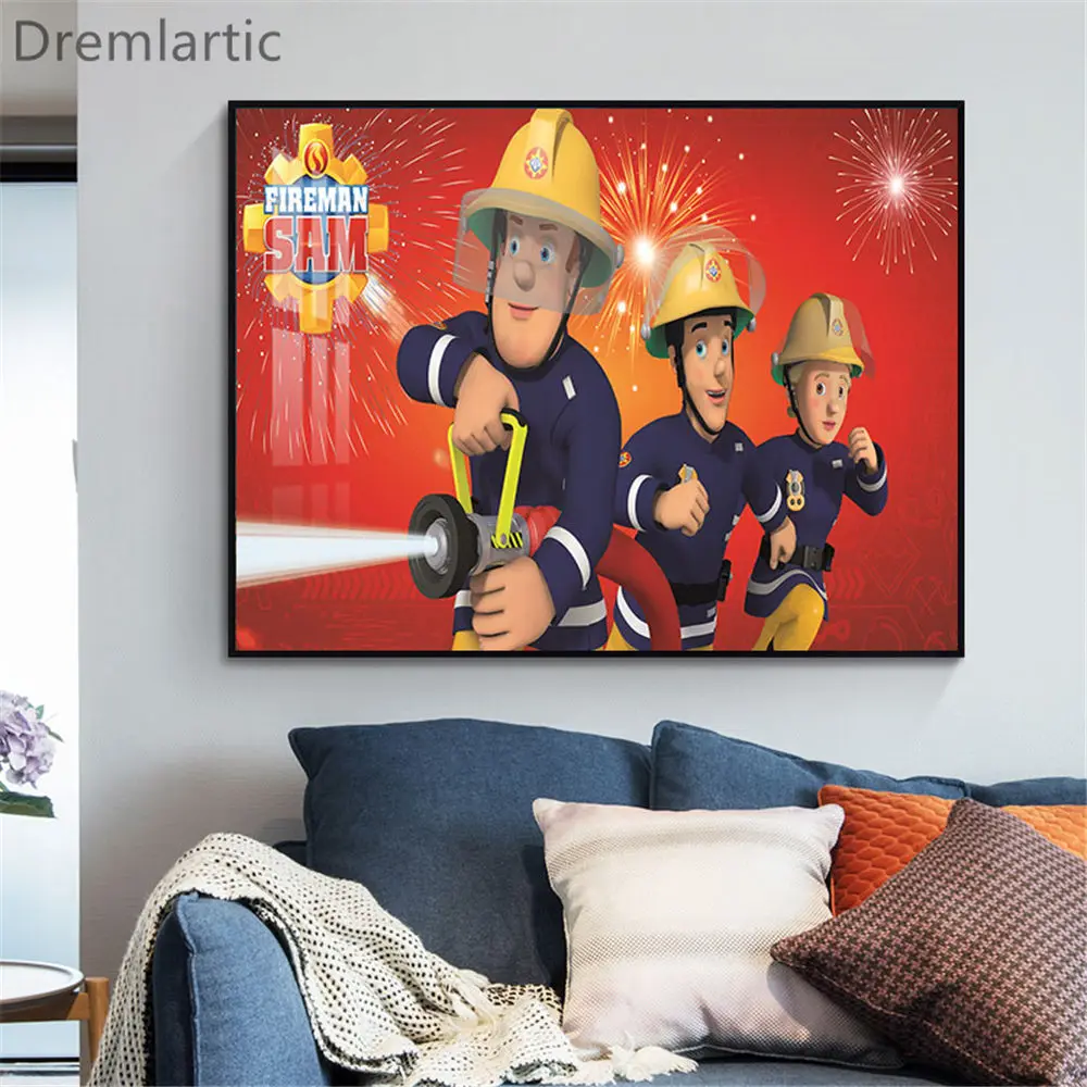 

Best Fireman_Sam_ Custom Wall Art Canvas Painting Poster Print Picture Living Room Home Decoration#20-1005-43-13