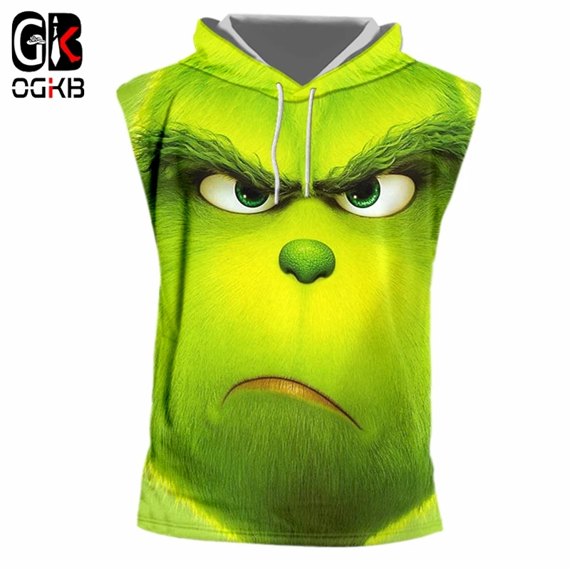 OGKB Новинка 2019 лето мода для мужчин/женщин фильм зеленый монстр топ с капюшоном