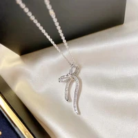 stylish zircon bow necklace original brand high quality jewelry logo exquisite female gift