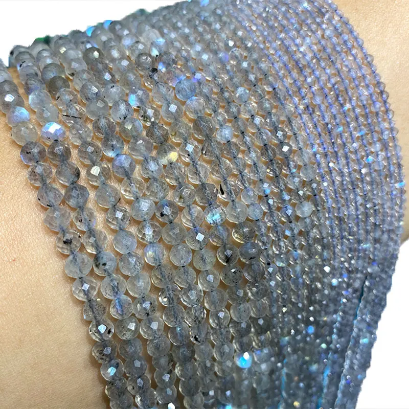 100% натуральный камень Серый лабрадорит граненый драгоценный круглые