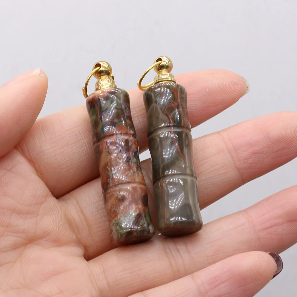 

Подвеска из натурального камня в виде флакона для духов в форме бамбука, камень Пикассо для изготовления ожерелья своими руками, аксессуары...