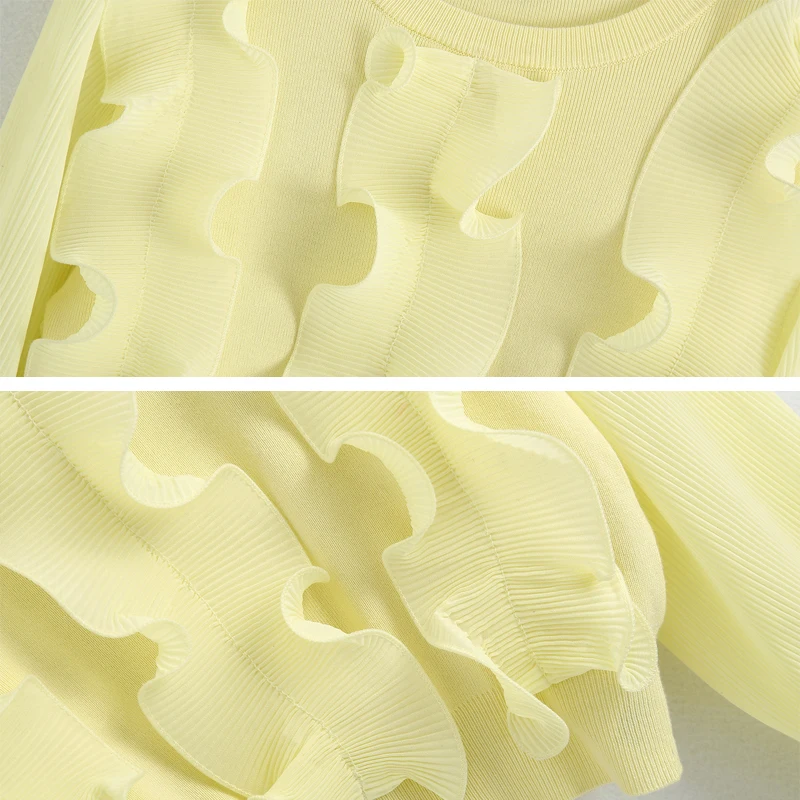 

Casual Women Ruffles Knitted sweater 2020 autumn winter Long sleeve ruffled female sweater Ladies pullover jumpers YNZZU YT913