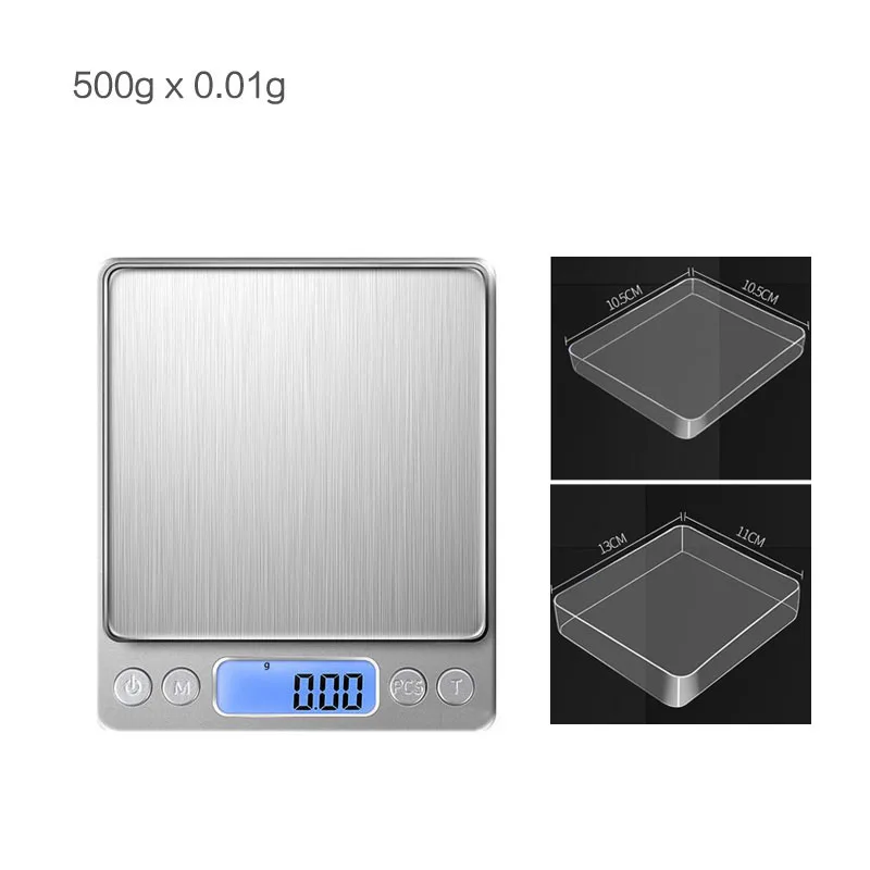 500gx0.01g Портативные точные цифровые весы мини 2 кг 0,1 г 500 г 0,01 г электронные весы кухонные весы ювелирные весы - Цвет: 500gx0.01g