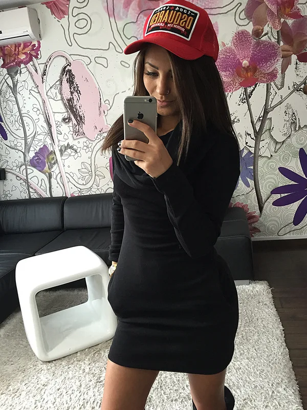 

spring 2020 female hoodies dress plus size women gothic sexy hooded mini sheath woman dresses fashion solid long sleeve