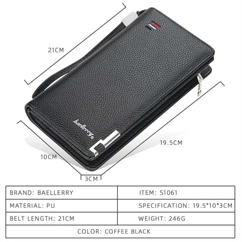 

Men's Wallet Long Section High Quality Male Card Case Wallet Zipper Large Capacity Brand PU Leather Wallet for Men