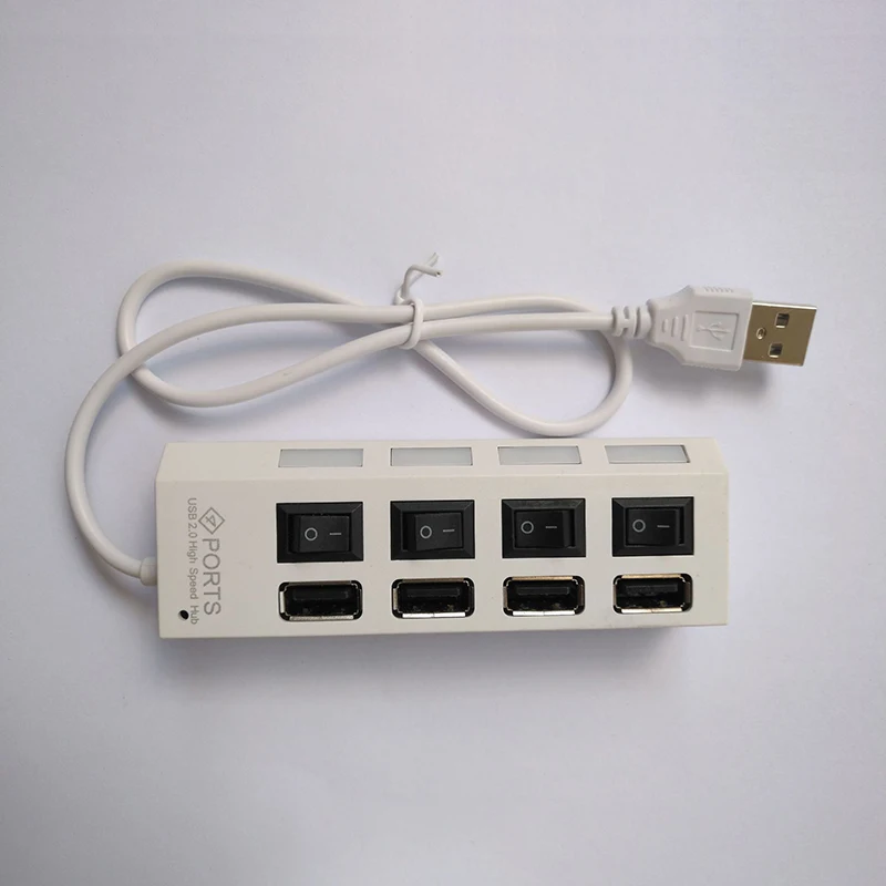 Белый 4 Порты и разъёмы Micro usb-хаб 2,0 USB высокоскоростной разветвитель 480 Мбит/с USB 2,0 концентратор светодиодный с переключателем для планшета - Цвет: Белый