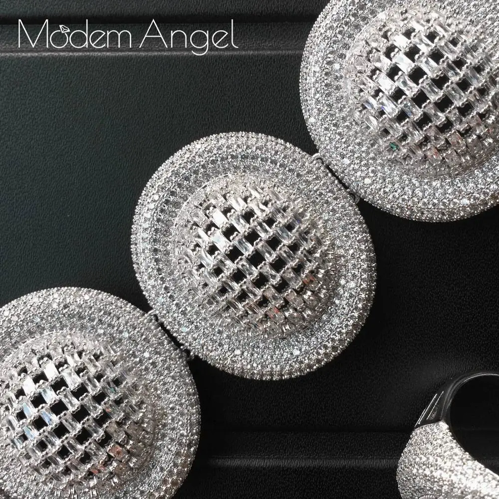 ModemAngel Роскошные Брендовые женские ювелирные изделия золотой белый цвет кубического циркония кольцо и браслет наборы для женщин Свадебная вечеринка