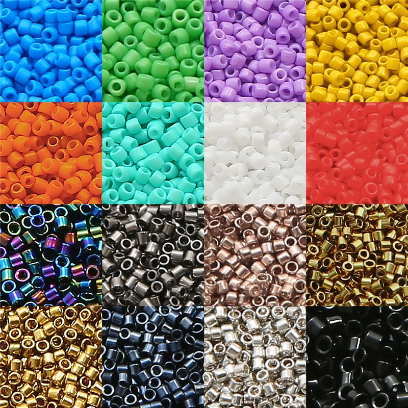 1900Pcs 10g 2mm Delica Glass Beads 10/0 Glass Tube Solid Color Seed beads For Needlework Jewelry DIY Making Bracelet Accessories