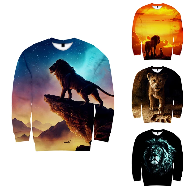 3d толстовки пуловер мультяшный Костюм Короля Льва модные мужские и женские без