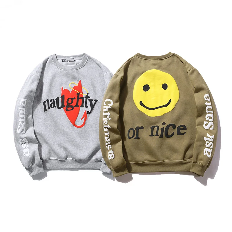 

Demon Slayer Hip Hop Fashion Hoodie Men Smile Face Evil Print Crewneck Sweatshirt Plus Velvet Man Stranger Things Lounge Wear