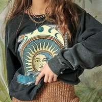 2021 autumn womans hoodies oversize female loose cotton long sleeve sweatshirts fashion vintage painting printing pullover tops