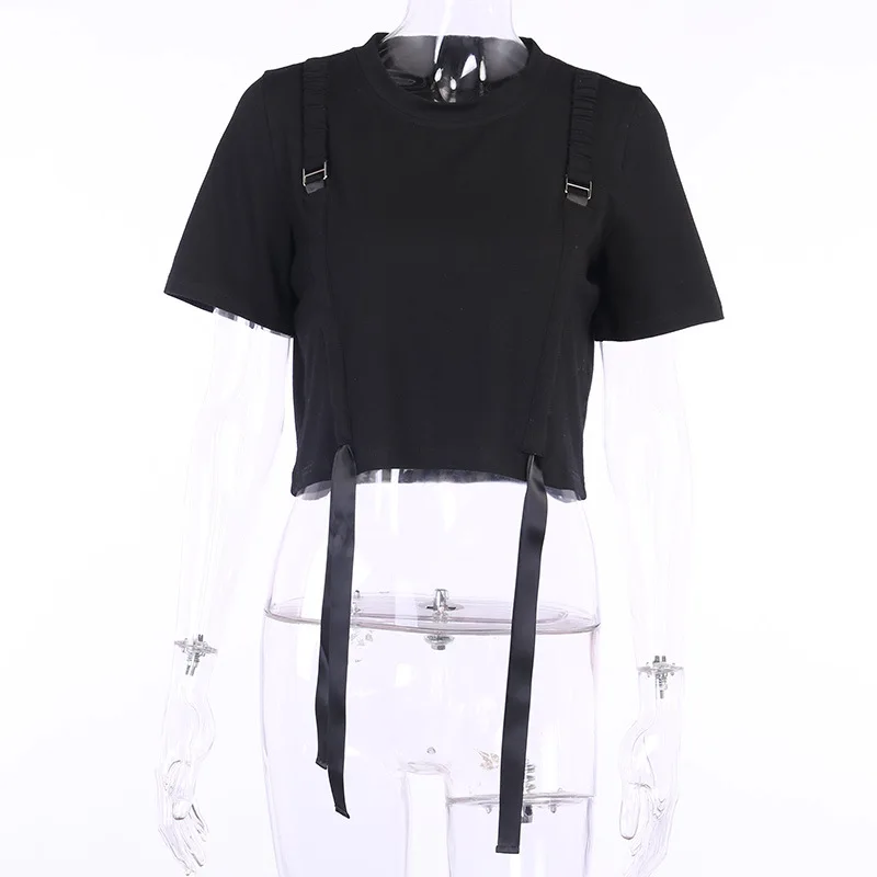 Женская футболка с коротким рукавом и рюшами в готическом стиле|Футболки| |