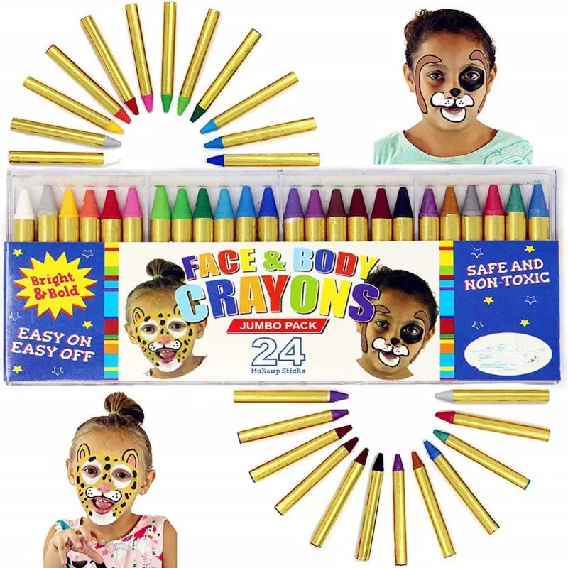 16 Colors Painted Face Crayons Children Face Body Painting Makeup Crayons for Halloween Costume Party Cosplay Paint Prop