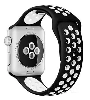 Мягкий силиконовый спортивный ремешок для apple watch ремешок 40 мм 44 мм браслет для iwatch 5 4 3 2 1 дышащий ремешок для часов 42 мм 38 мм - Цвет ремешка: black white