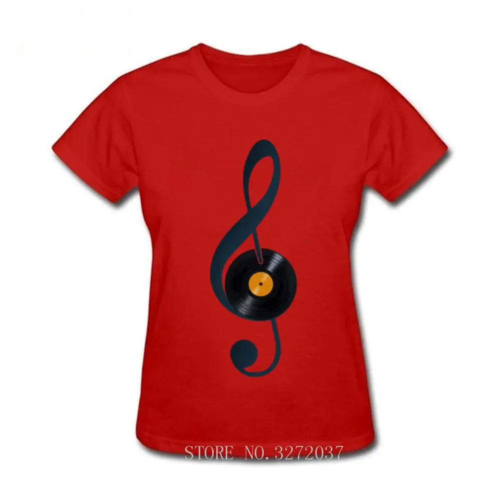 Забавная женская футболка с скрипичным ключом музыка винил уютная 2019 Летняя