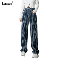 plus size women demin pants girls streetwear sexy jeans straight leg trouser spring autumn splice fashion pants harajuku 2022