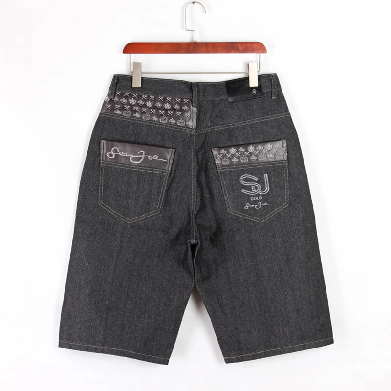 

Men's Hip Hop Denim Shorts Loose Fit Wide Leg Rap Designer Skateboard Jean Shorts Pants Baggy Oversized Shorts Youth Streetwear