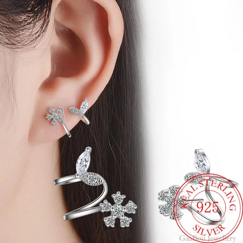 

925 Silver Women High Quality Cross Earrings Snowflake Zircon Fashion Gifts Jewelry Hot New Wholesale