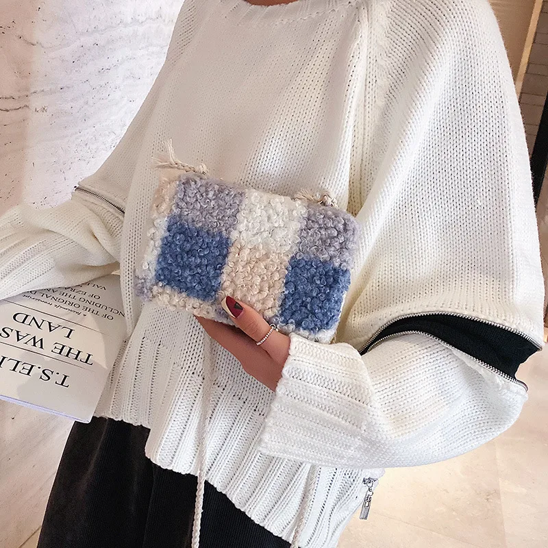 Осенне-зимняя пушистая Маленькая женская сумка новинка 2021 корейская модная