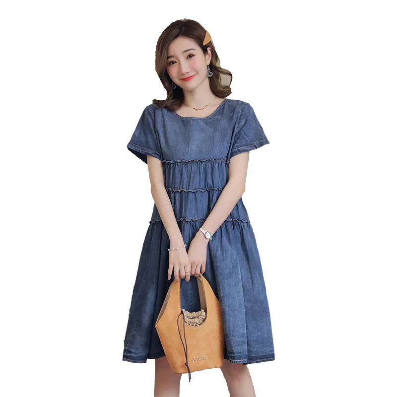 

Pregnancy Dress Summer Short Sleeve Maternity Dresses for Women Pregnant Loose Casual Denim Dress Maternity Clothes