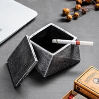 2021 nordic rhombus cement ashtray with lid creative personality anti fly ash ash storage box home living room decoration