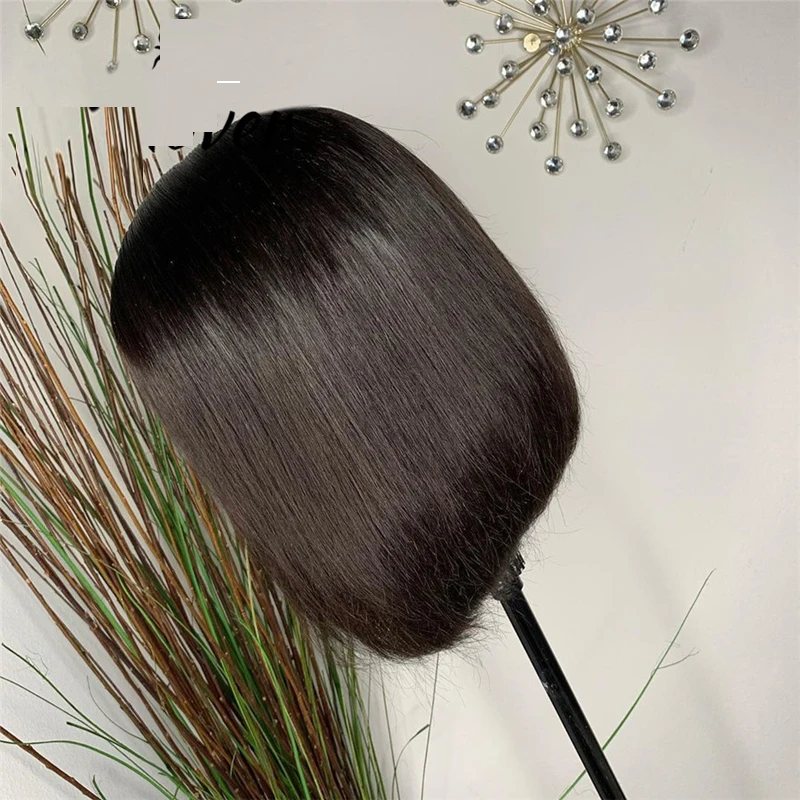 

12 Inches Short Bob Middle Part Lace Front Wigs Black Women Summer Cute Wig With Natural Hairline Brazilian Human Hair Wigs