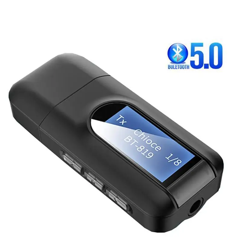 

Bluetooth 5.0 Receiver Transmitter LCD Display 3.5 3.5mm AUX Jack 2In1 USB Bluetooth Dongle Wireless Audio Adapter for Car PC TV