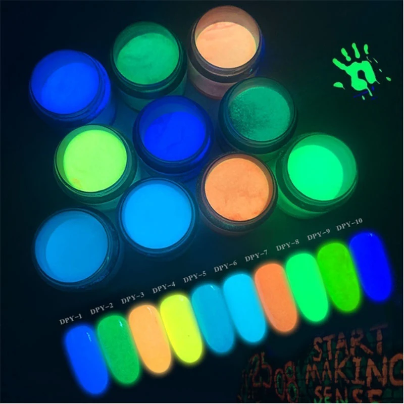 1 коробка Светящийся лак для ногтей порошок фосфорный блеск украшения УФ гель без