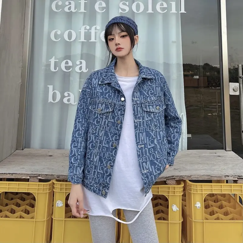 

Крутая уличная джинсовая рубашка для девушек, женский новый дизайн топа с длинным рукавом на весну и осень