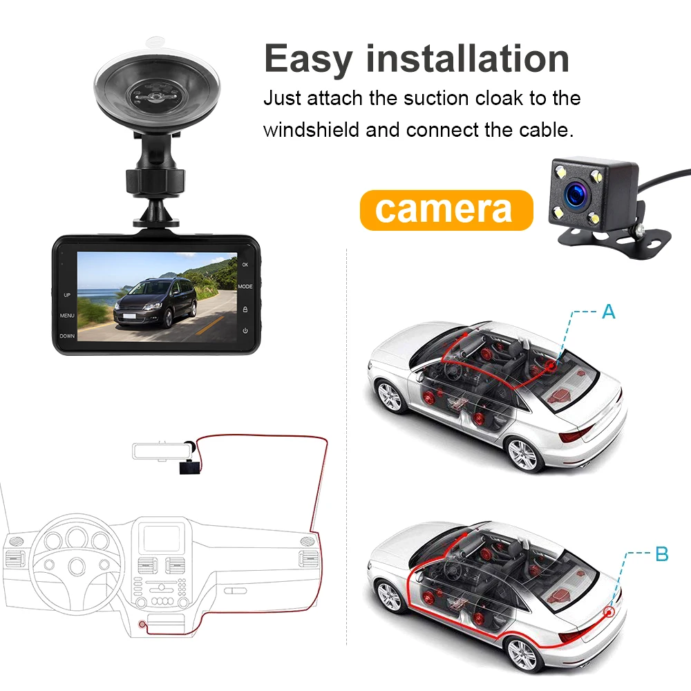 

Car DVR Video Recorder Dash Camera 170 wide angle 1080P full HD with Loop Recording and G-sensor 32g with memory card