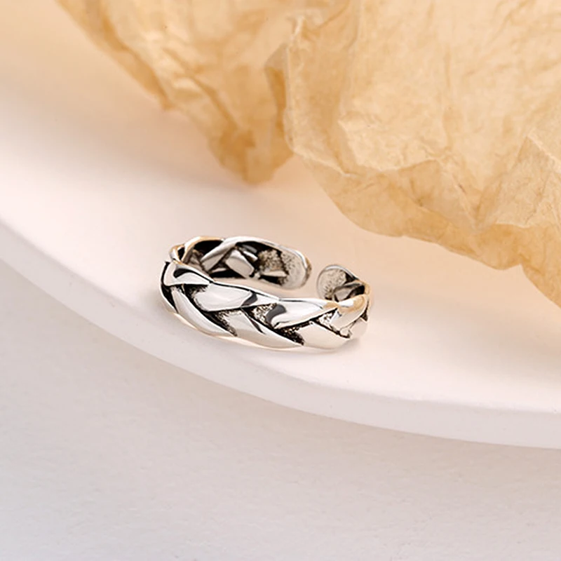 Открытое кольцо MEETSOFT с серебряным покрытием женское модное простое регулируемое