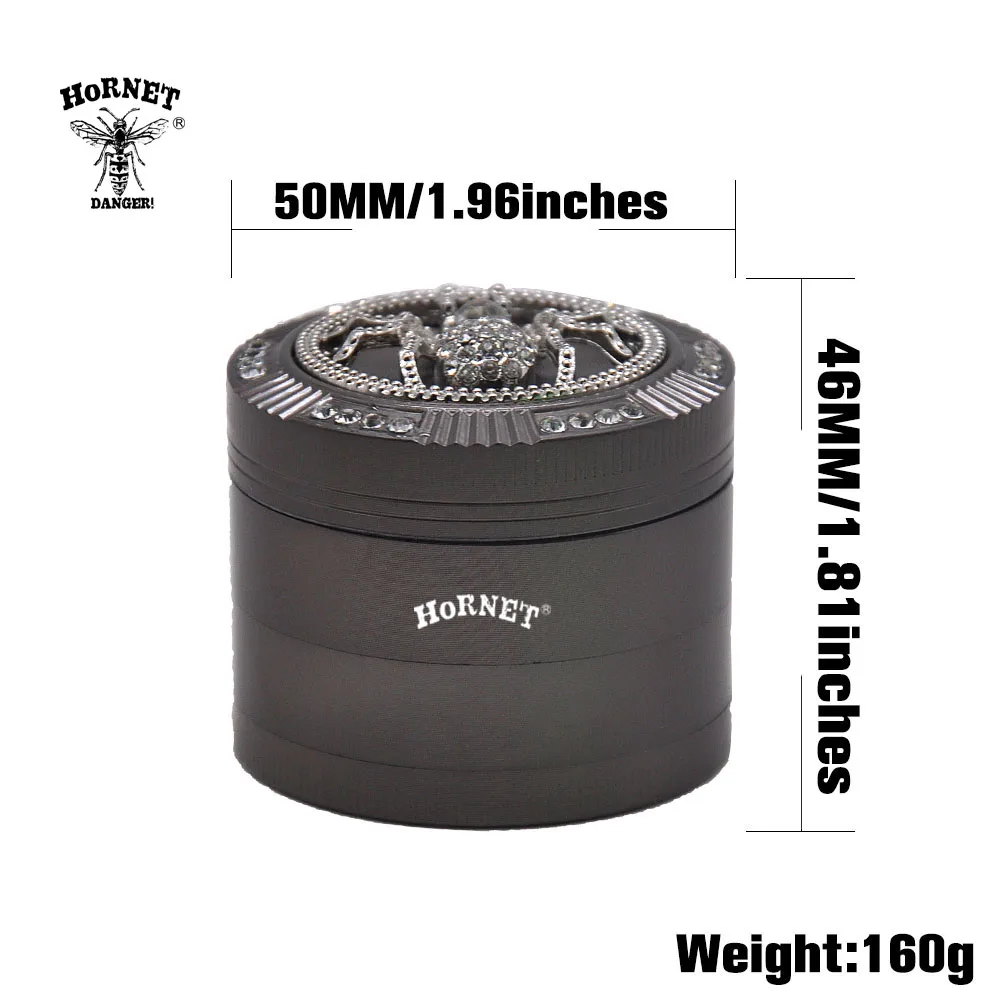 HORNET Точильщик для табака Алмазный Паук Стиль 50 мм 4 шт. с пыльца Ловца прочный
