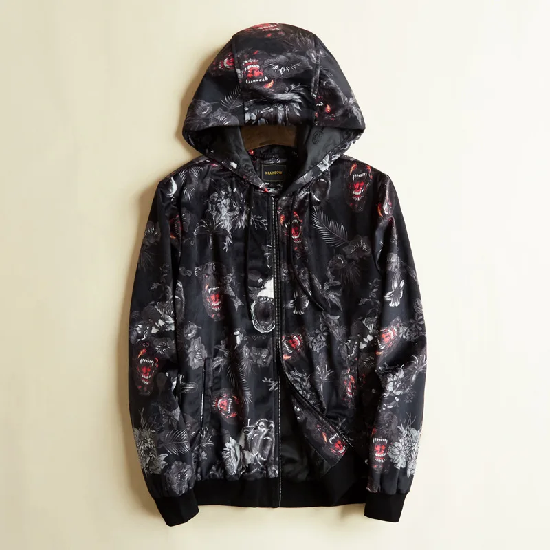 Мужская бейсбольная куртка с цветочным принтом в рубчик | одежда