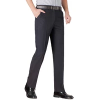 2020 fashion casual business mens dress pants man mid full length soft trim trousers regular straight black grey large size 40