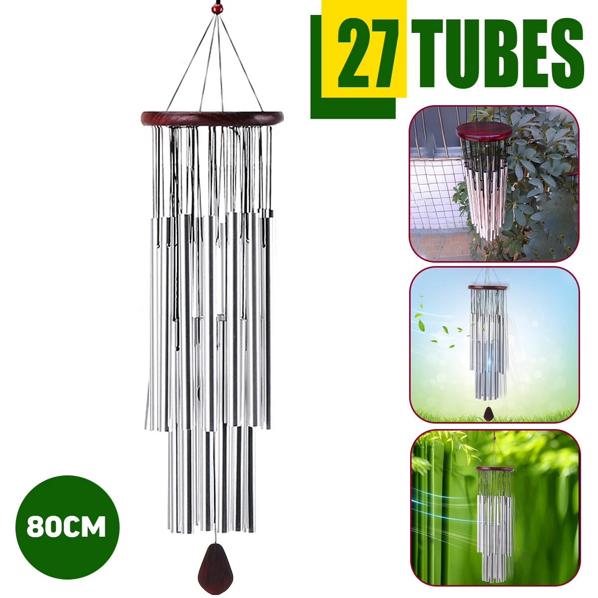 

27 Tubes Wind Chimes Church Wind Bells Home Porch Balcony Outdoor Yard Garden Hanging Decorations Windchime Handmade Ornament
