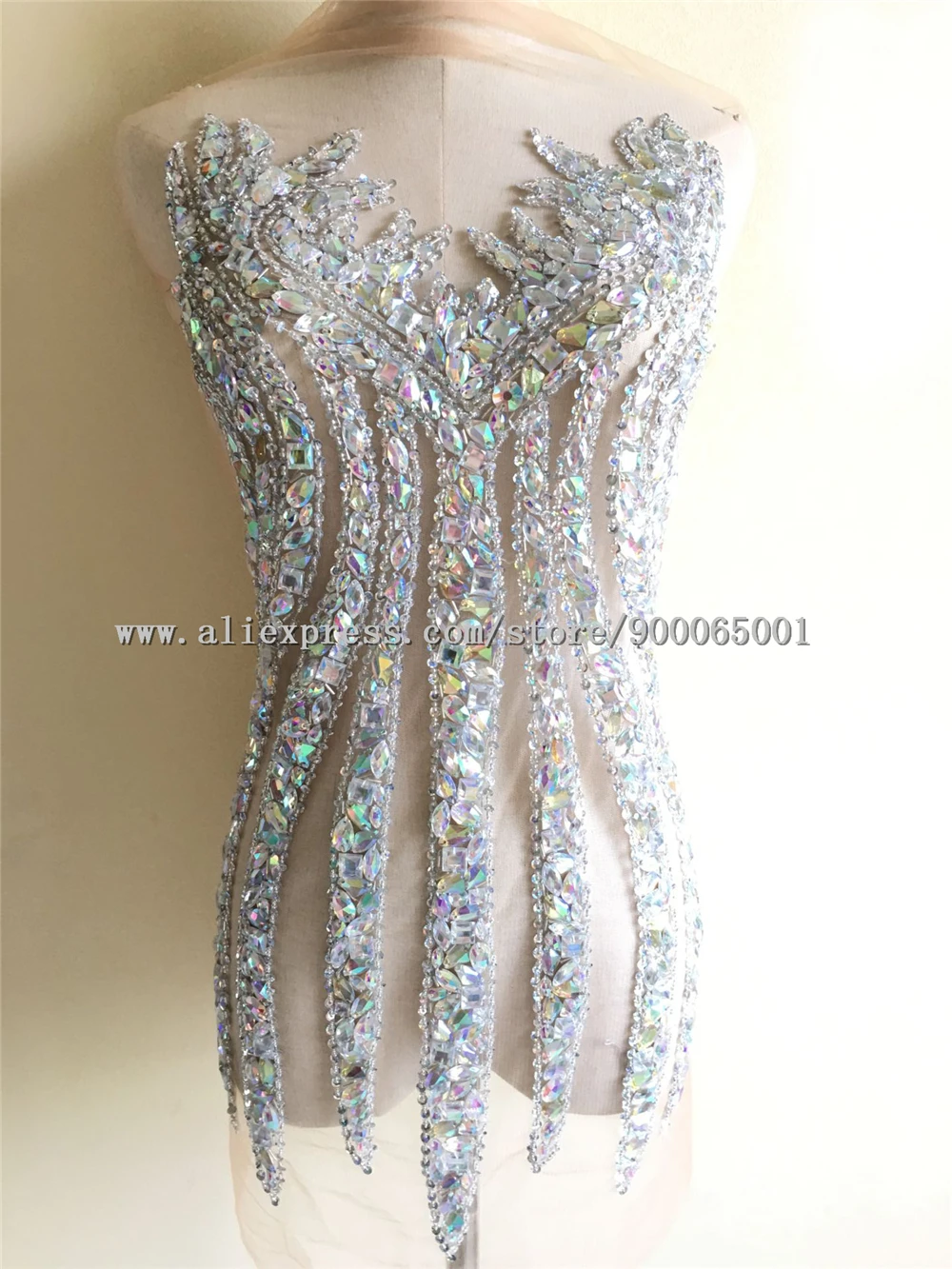 Стеклянные нашивки Sparkel AB с блестками для шитья аппликация из тяжелых бусин