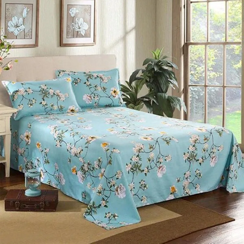 

Bed Sheet+2Pcs Pillow Cases 2021 Decor Home Textile Bedding Coverlet Flat Sheet Flower Bed Cover Bed Sheet Soft Bed Sheets