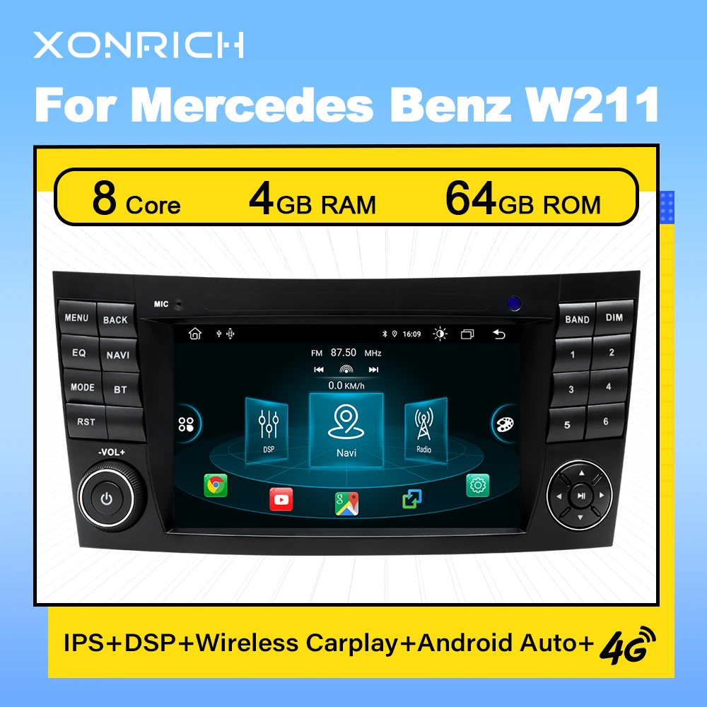 

4G Carplay Android 11 Car Multimedia Player For Mercedes Benz E-class W211 E200 E220 E300 E350 E240 E270 E280CLS CLASS W219 DSP