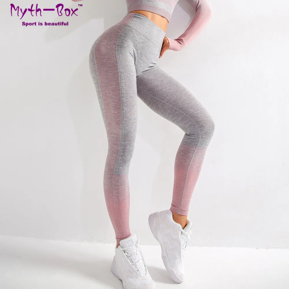Women Leggings Sports High Waist Yoga Pant Gradient Running Trousers Quick Dry Gym Fitness Tights Elastic Jogging Leggins Female
