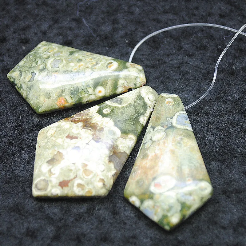 

1 Set=3PCS Nature Kambaba Stone Pendants As Fashion Women's Necklace Designs Natural Semi Precious Beads 42X25MM 22X37MM Free