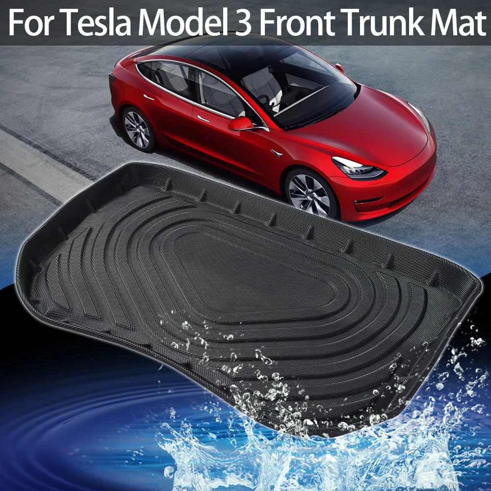 

Водонепроницаемый передний коврик для багажника автомобиля Tesla Model 3, передний контейнер для хранения, защитные накладки, аксессуары
