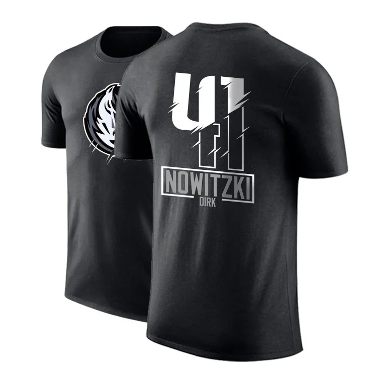 black nowitzki Luka Doncic/футболка с короткими рукавами; хлопковая Спортивная футболка Wiggins Towns Porzingis; баскетбольная Футболка; dpoy; фирменный дизайн - Цвет: black nowitzki