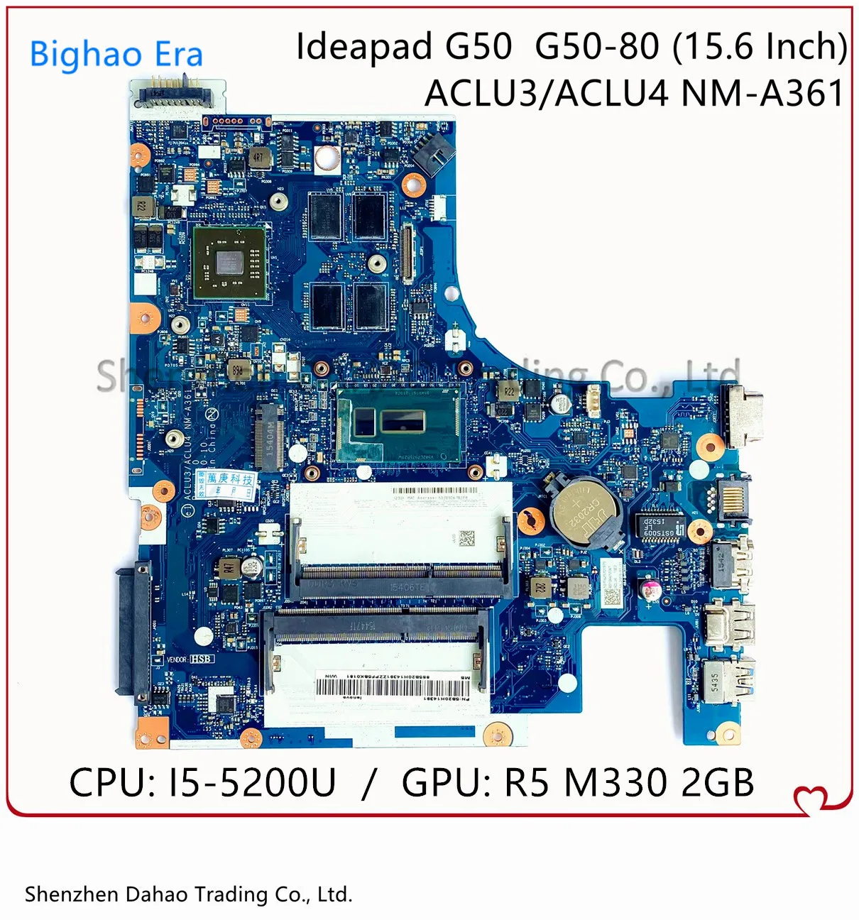 

For Lenovo V3000 G50-80 G50-80M Laptop Motherboard ACLU3/4 NM-A361 With i5-5200U R5 M330 2G-GPU 100% Test Working 5B20H14397