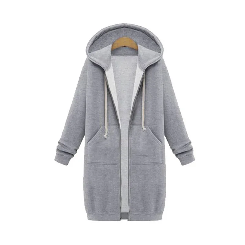 

Oversized Women Hooded Sweatshirts Autumn Winter Warm Cotton Velvet coats Female Drawstring Hoodies Outwear Long Coat